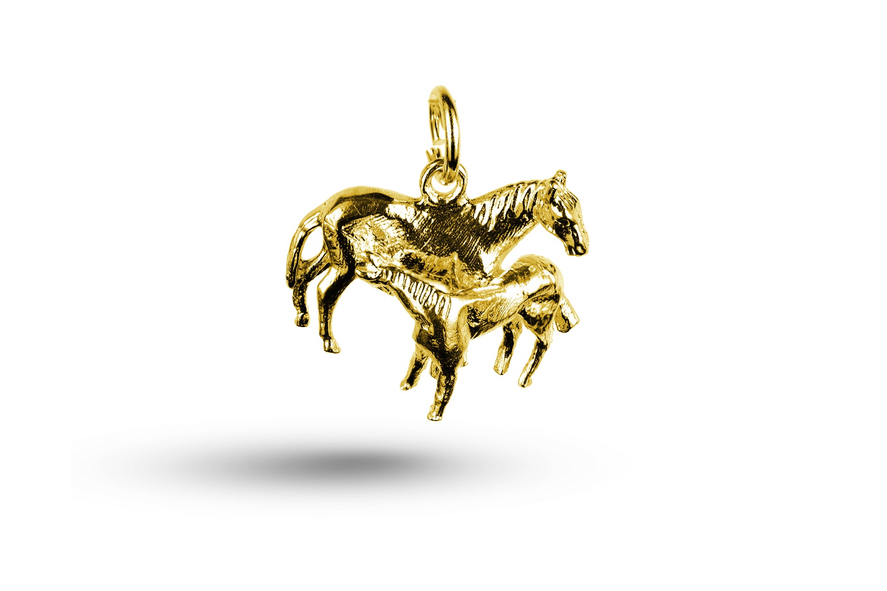 Yellow gold Nursing Horse and Foal charm.