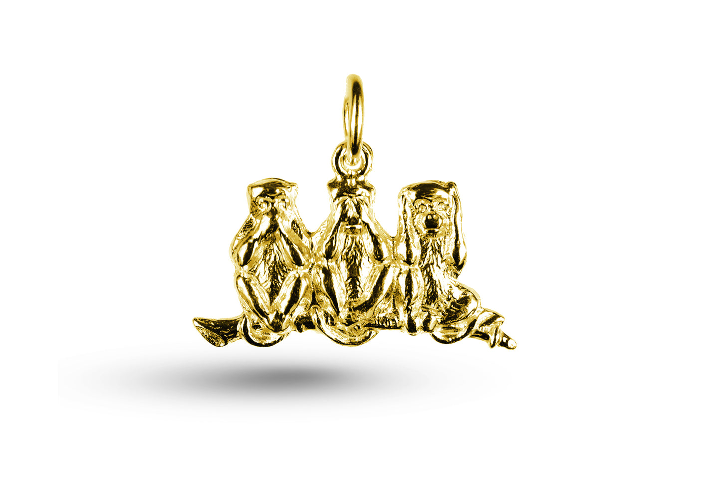 Luxury yellow Gold 3 Wise Monkeys Charm.