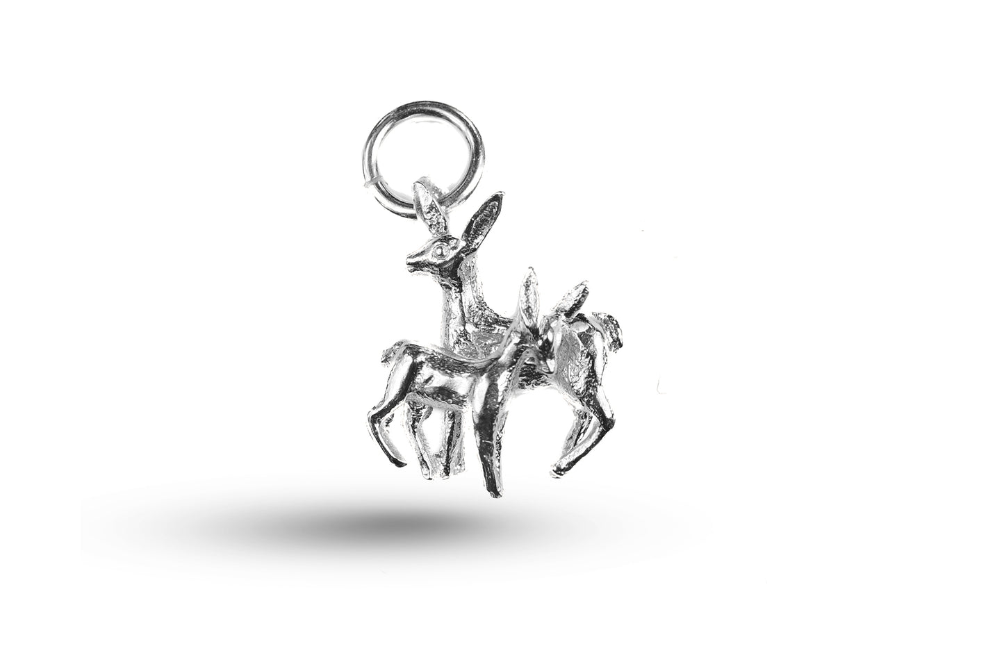 Luxury white gold Bambi and mother charm.