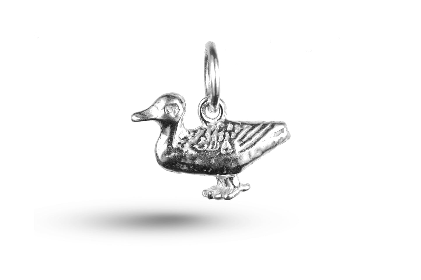 White gold Standing Duck charm.