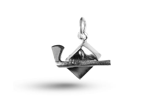 Luxury white gold axe and block charm.