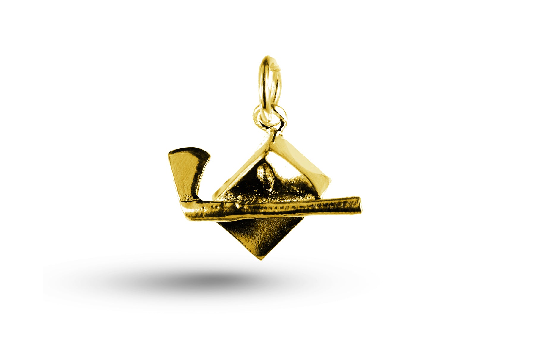 Luxury yellow gold axe and block charm.