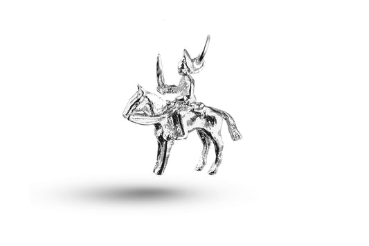 White gold Guard on Horse charm.