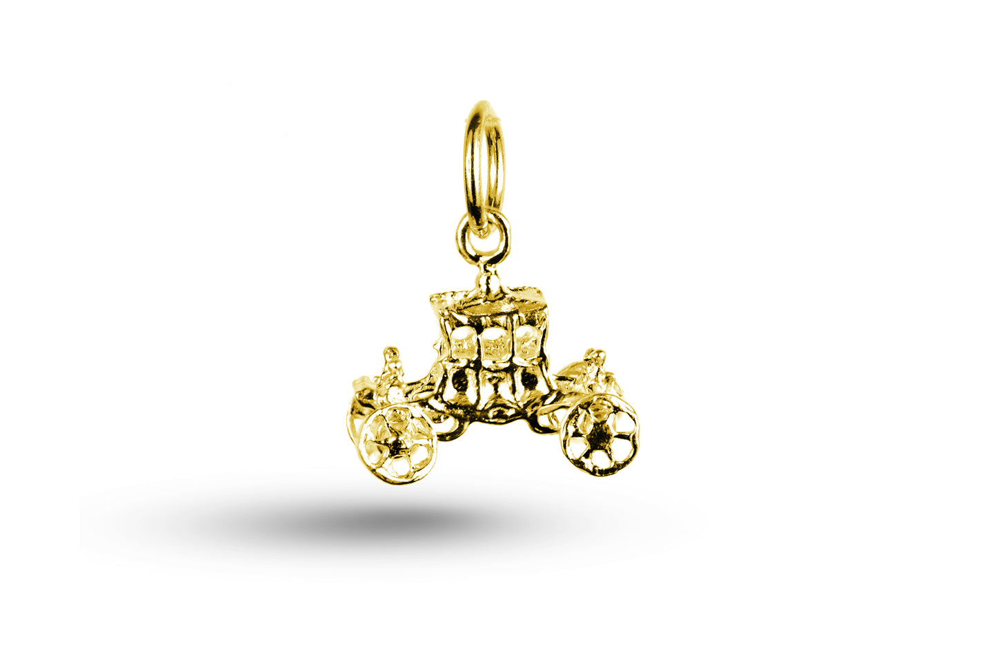 Yellow gold Queens Coach charm.