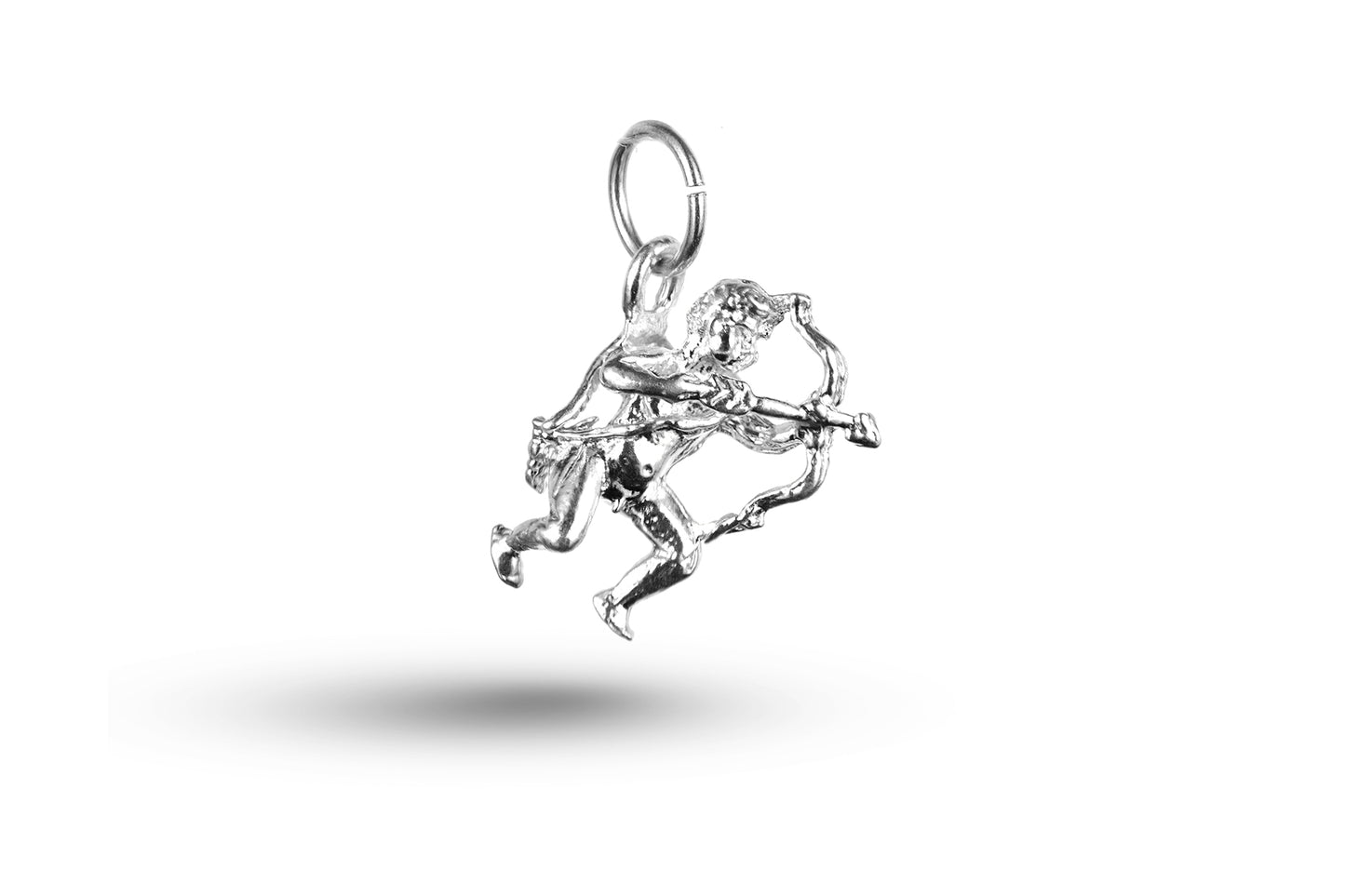 White gold Cupid with Bow and Arrow charm.