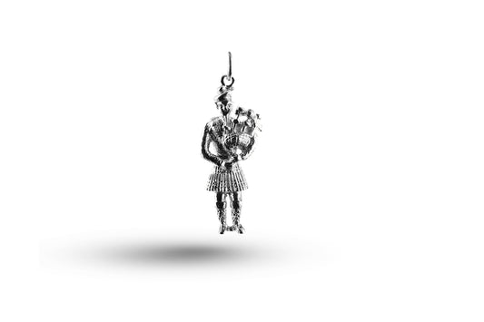 White gold Scottish Piper charm.