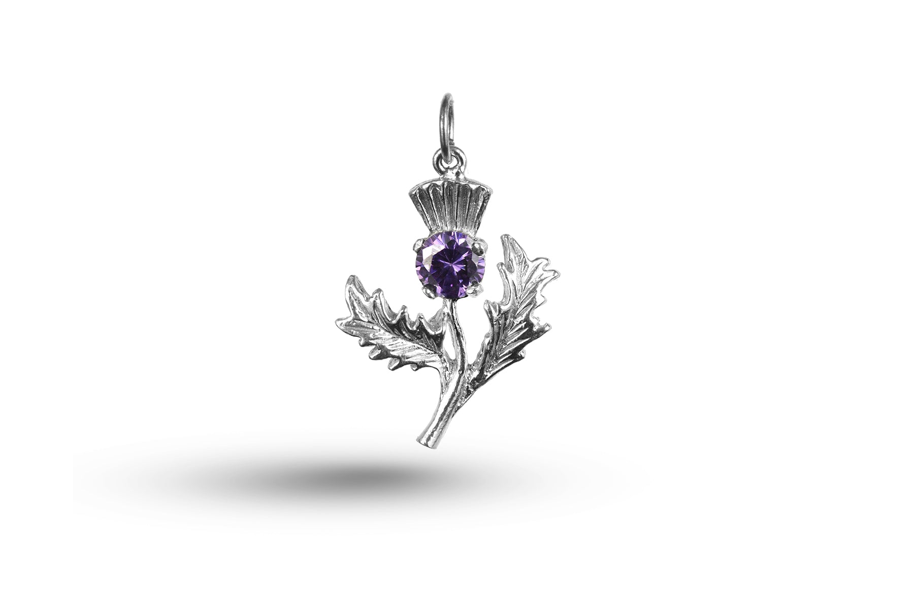 White gold Thistle and Stone charm.