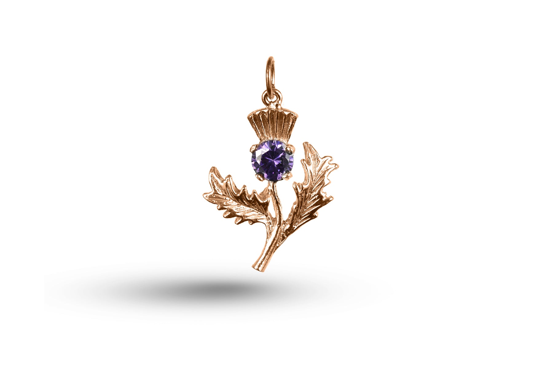 Rose gold Thistle and Stone charm.