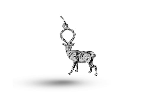 Luxury white gold alert stag charm.