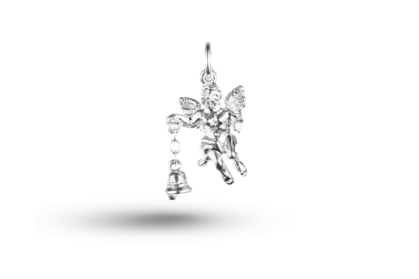 Luxury white gold Cherub and Bell Christmas charm.