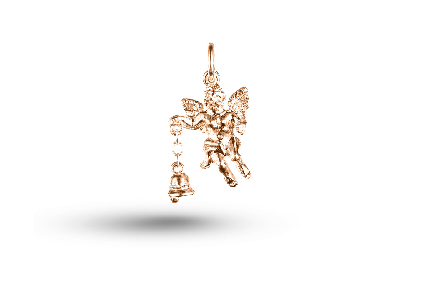 Luxury rose gold Cherub and Bell Christmas charm.