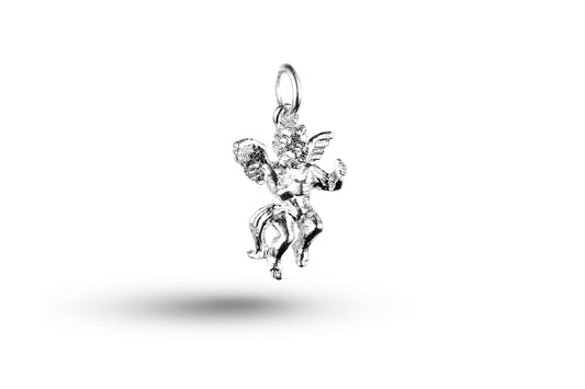 White gold Cupid and Harp charm.