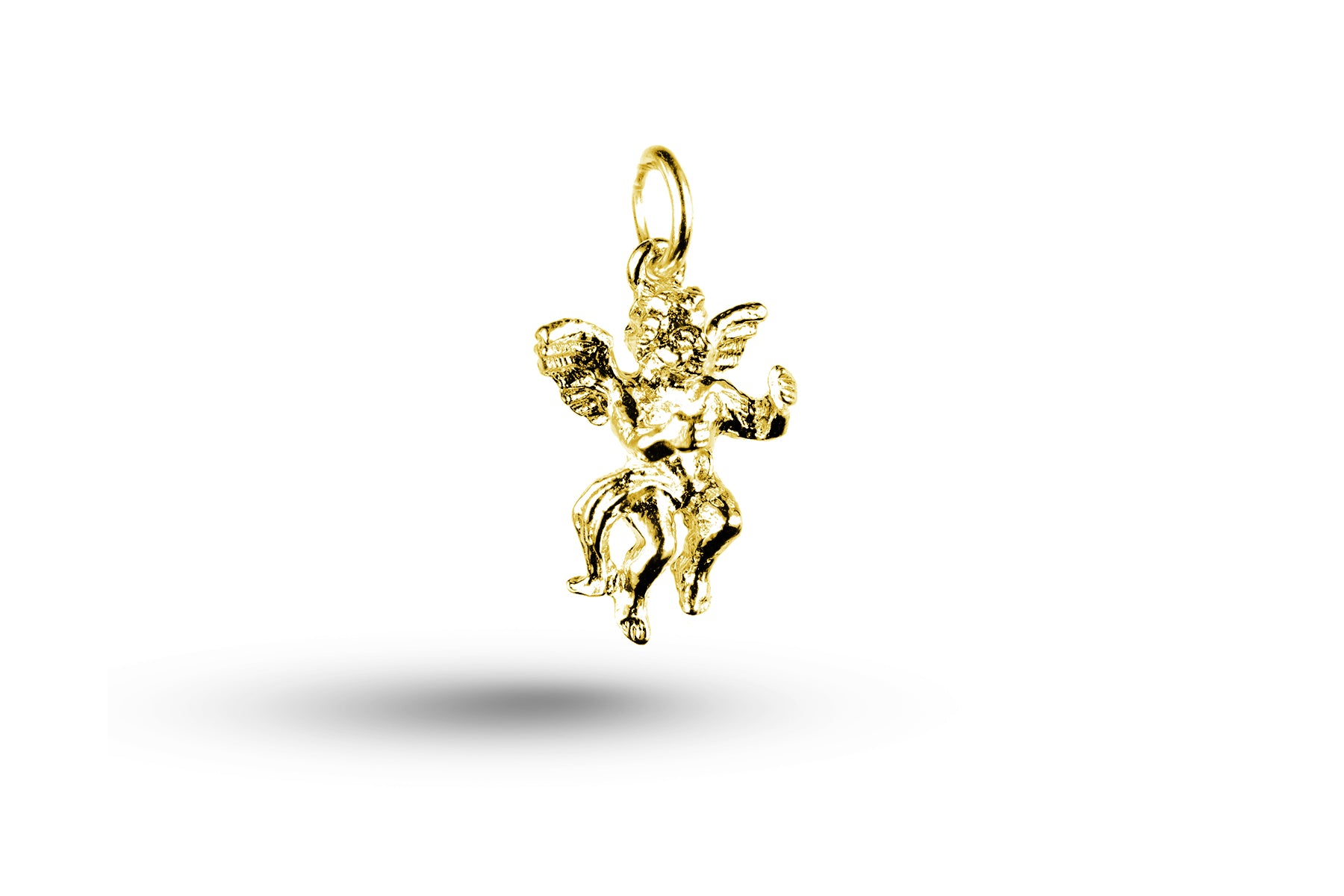 Yellow gold Cupid and Harp charm.