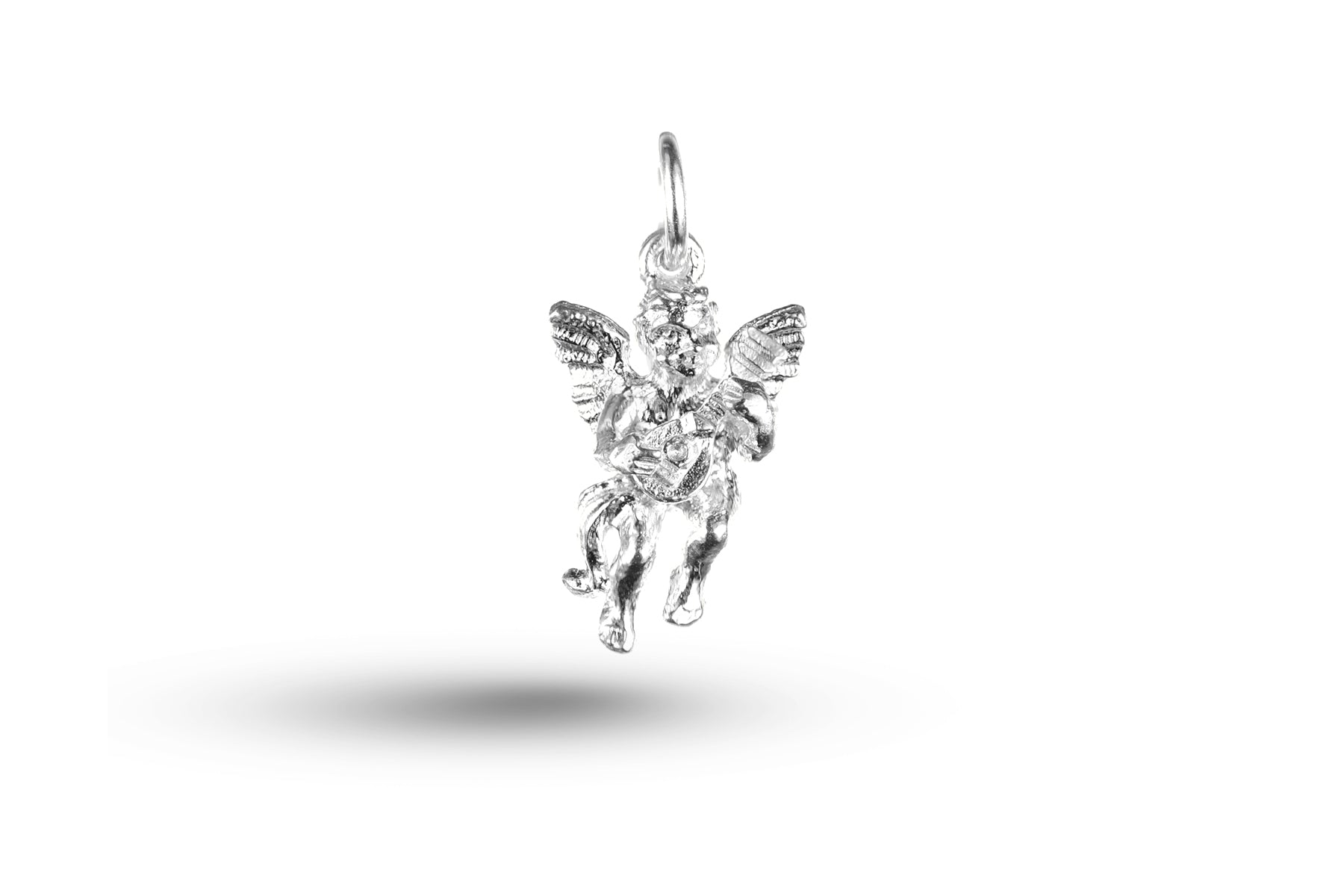 White gold Cupid with Mandolin charm.