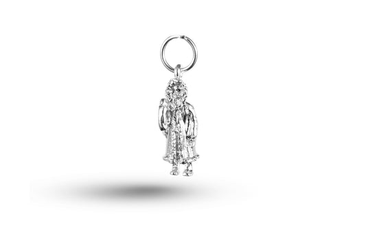 White gold Father Christmas with Sack charm.