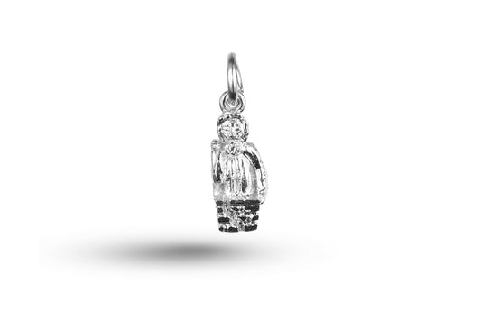 White gold Father Christmas in Chimney charm.