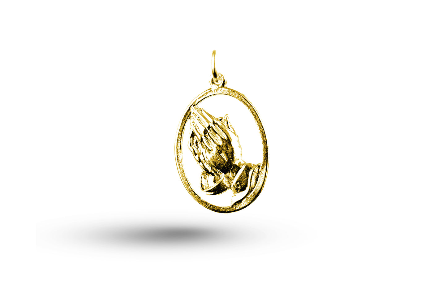 Yellow gold Praying Hands in Oval charm.