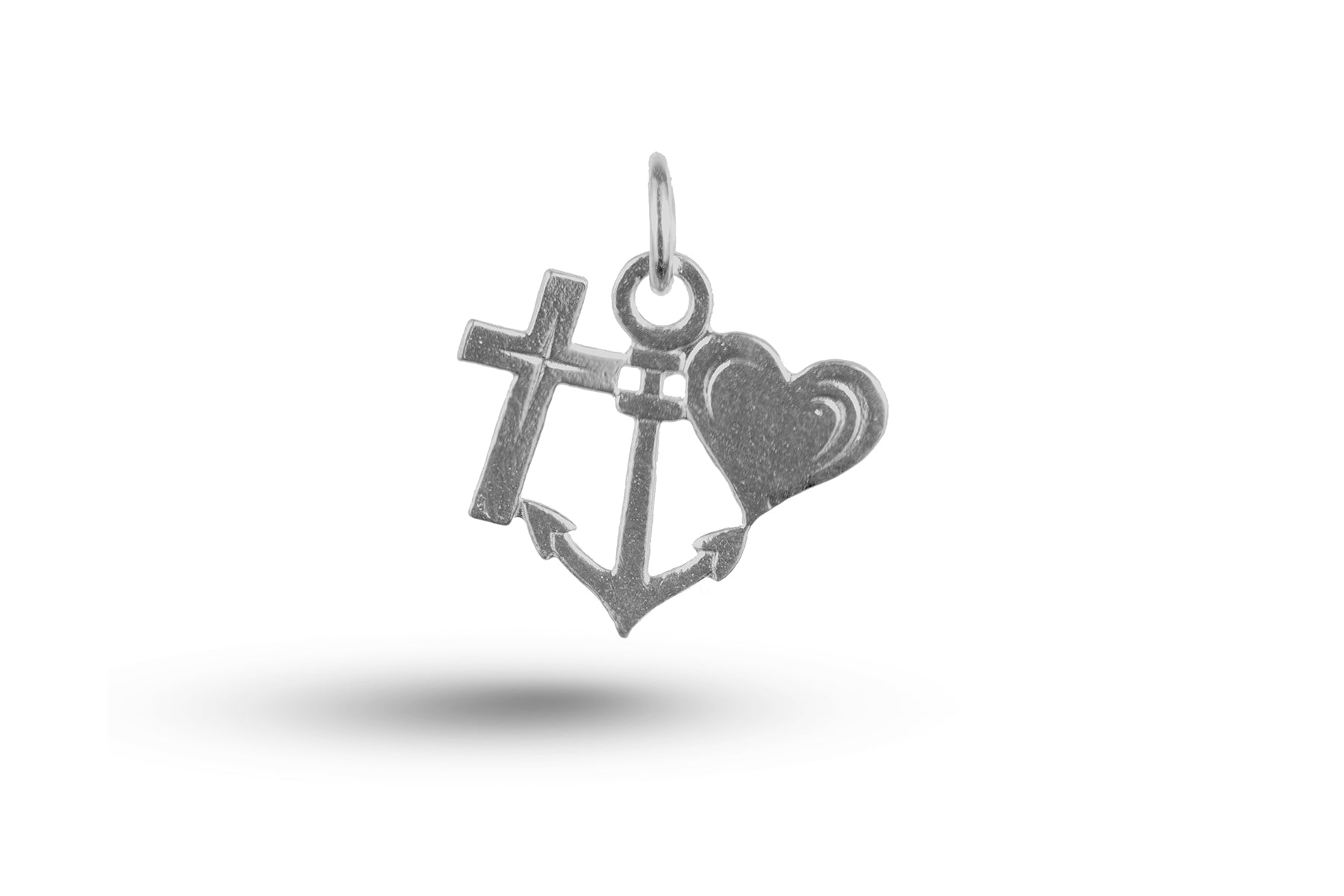 White gold Faith Hope and Charity charm.