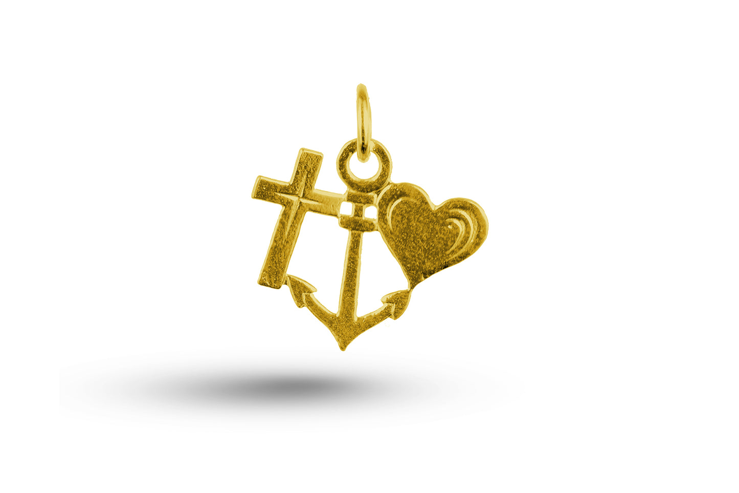 Yellow gold Faith Hope and Charity charm.