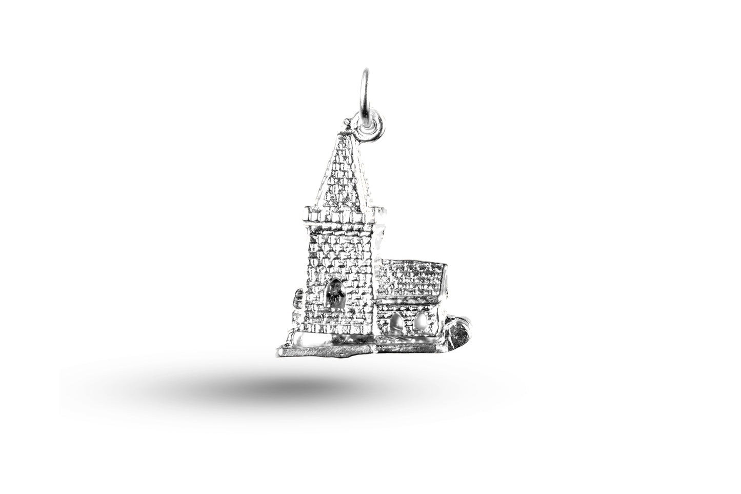White gold Church with Bride and Groom charm.