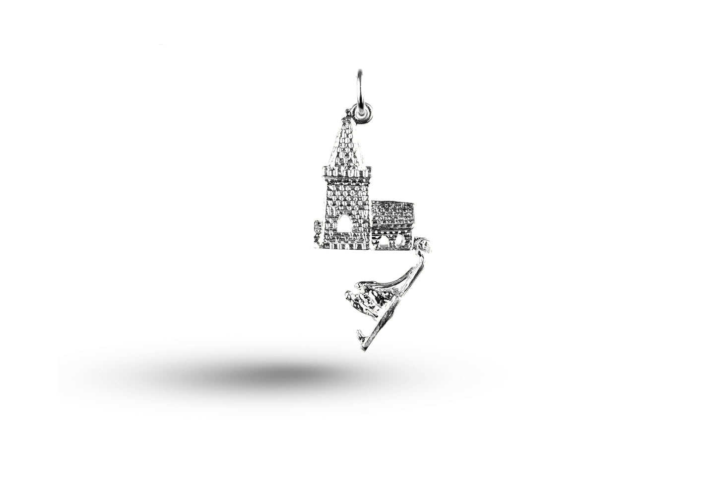 White gold open Church with Bride and Groom charm.