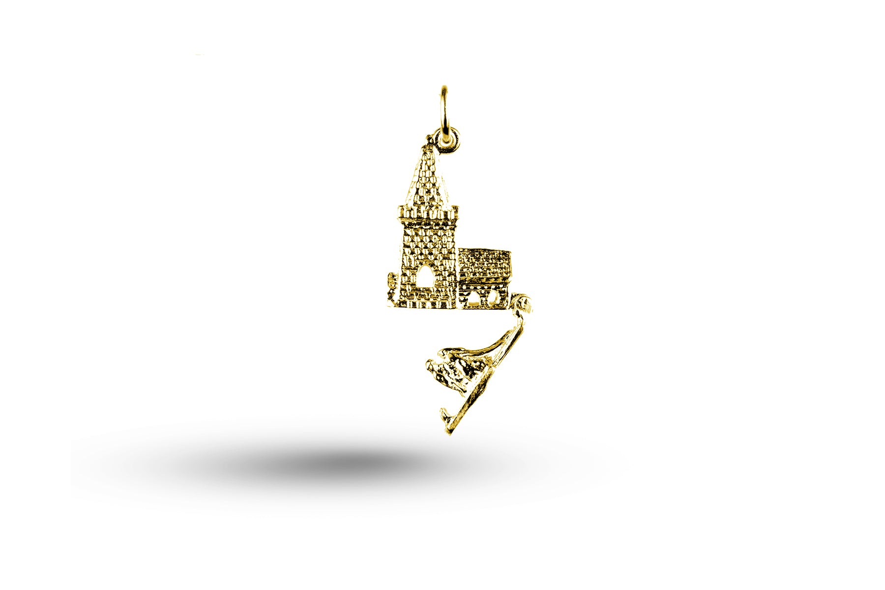 Yellow gold open Church with Bride and Groom charm.