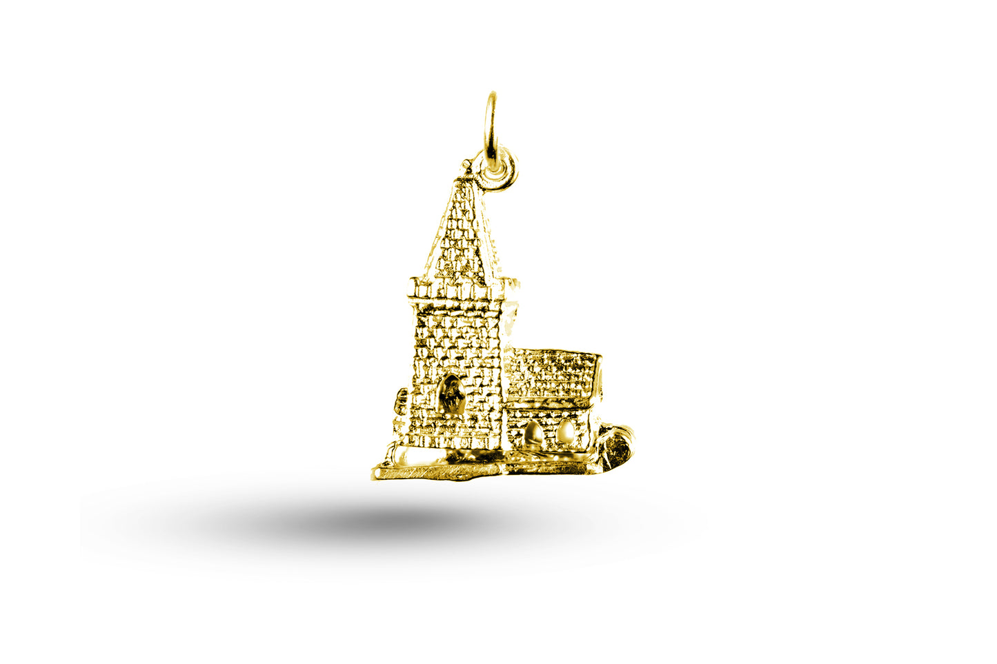 Yellow gold Church with Bride and Groom charm.