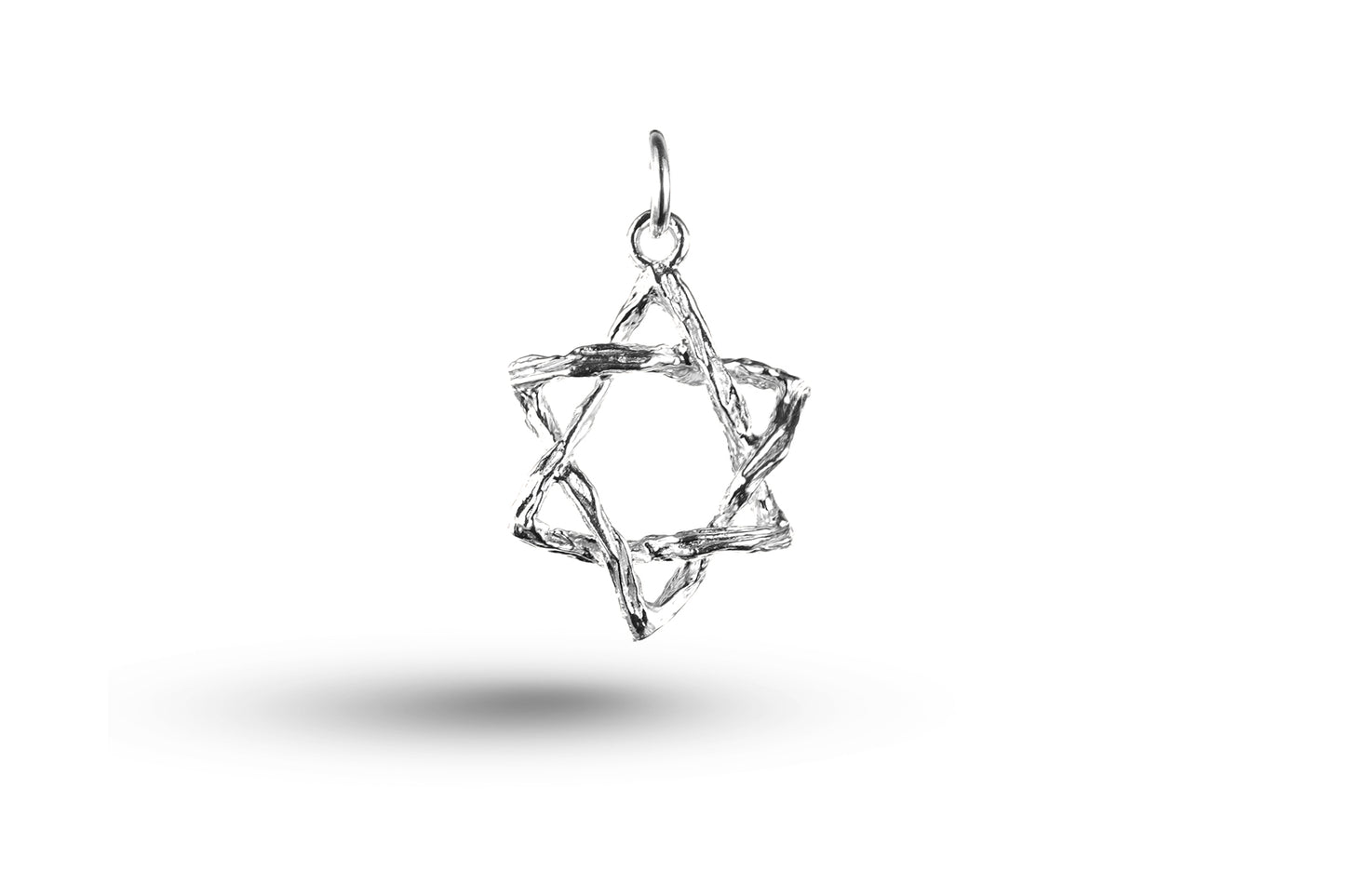 Luxury white gold abstract star of David charm. 