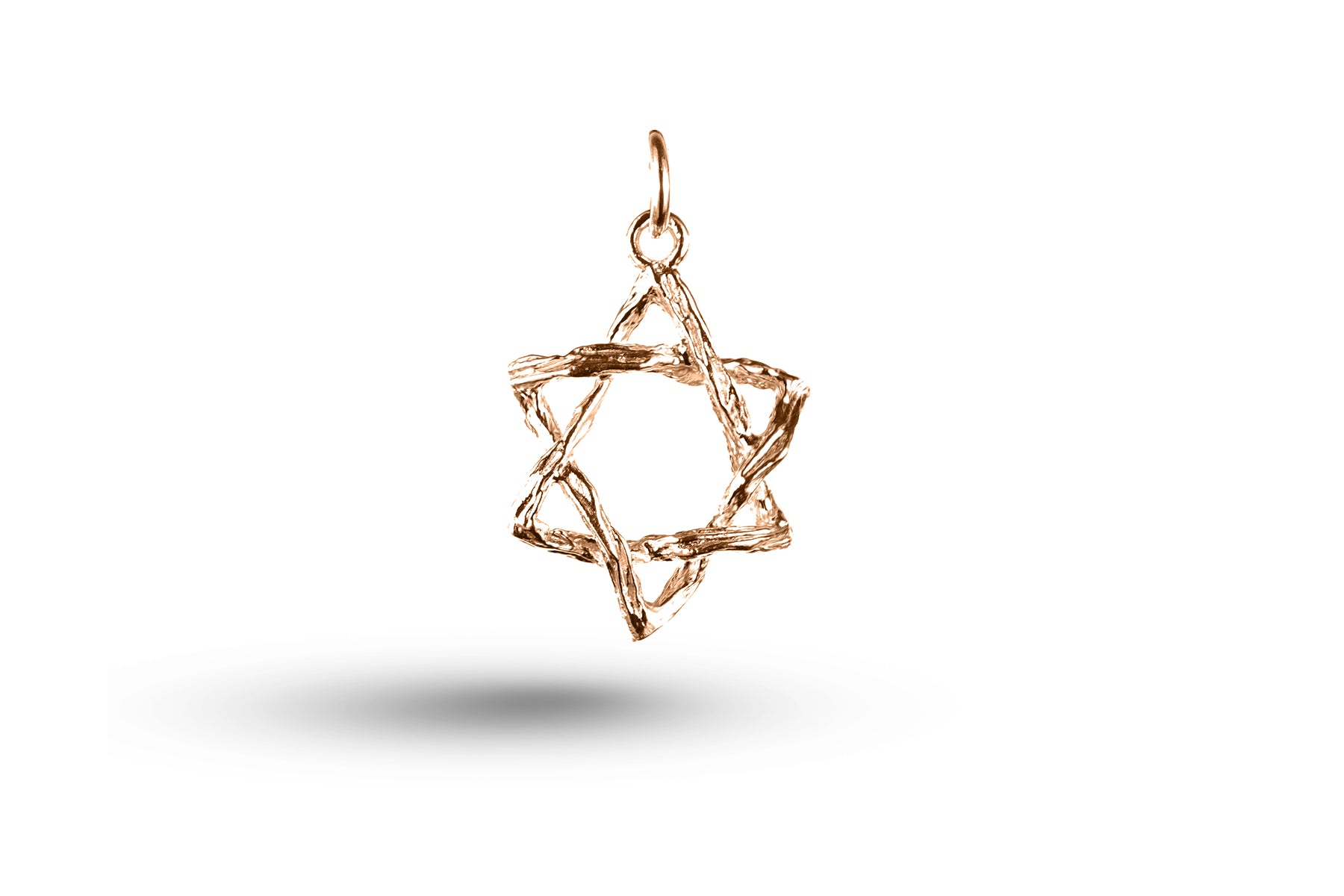 Luxury rose gold abstract star of David charm.