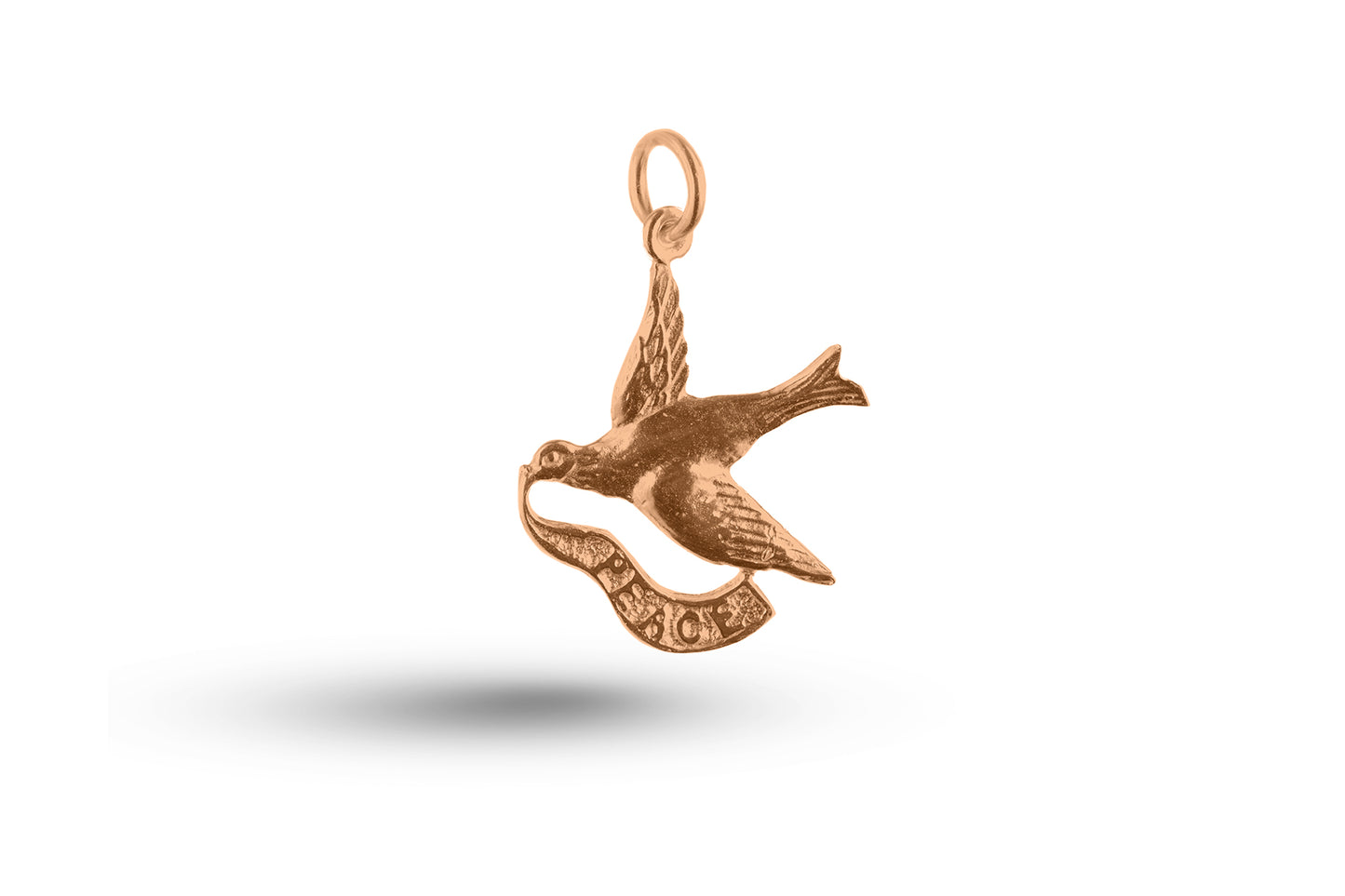 Rose gold Dove of Peace charm.