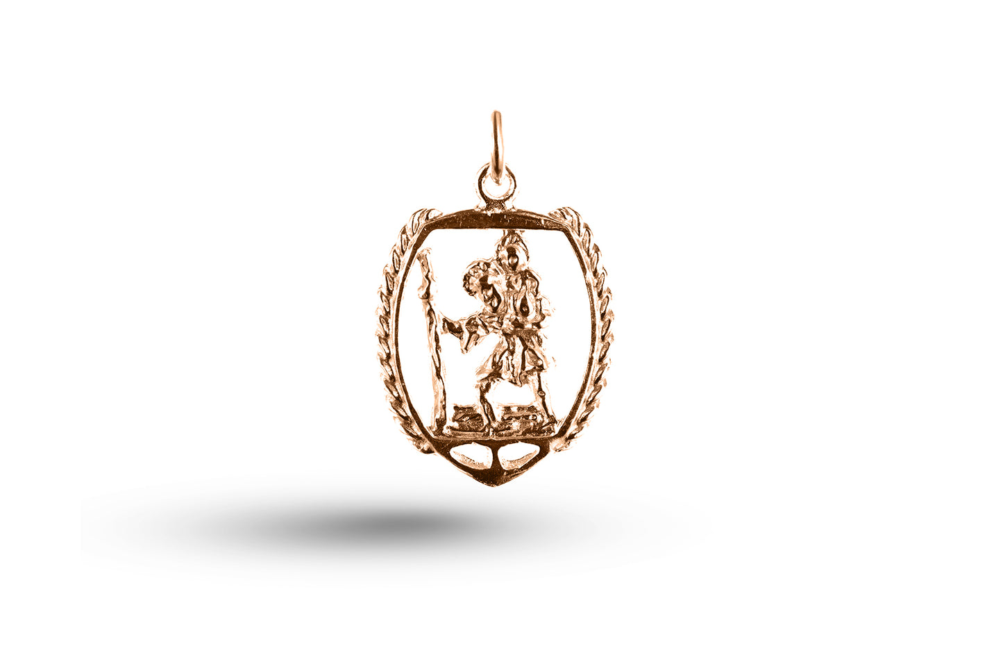 Rose gold St Christopher in Surround charm.