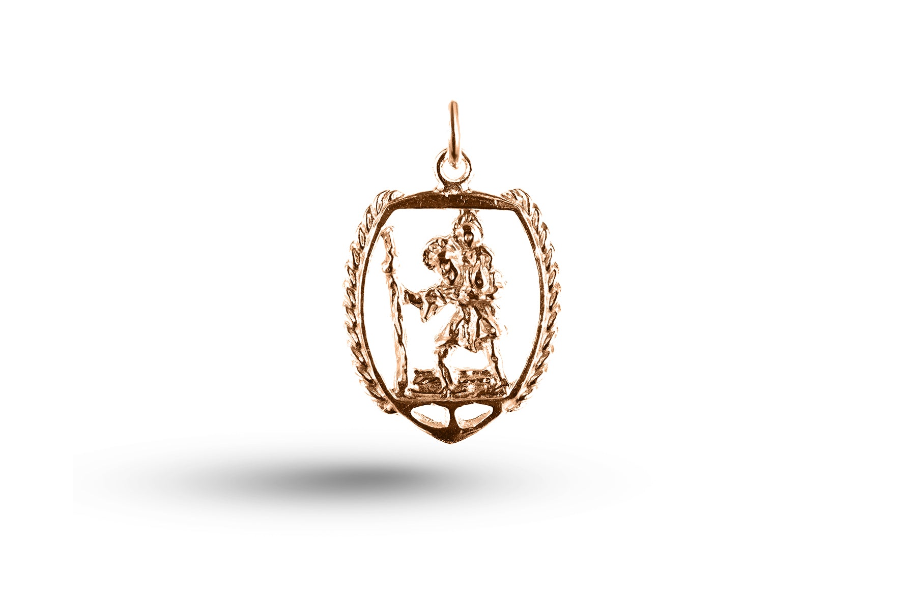 Rose gold St Christopher in Surround charm.