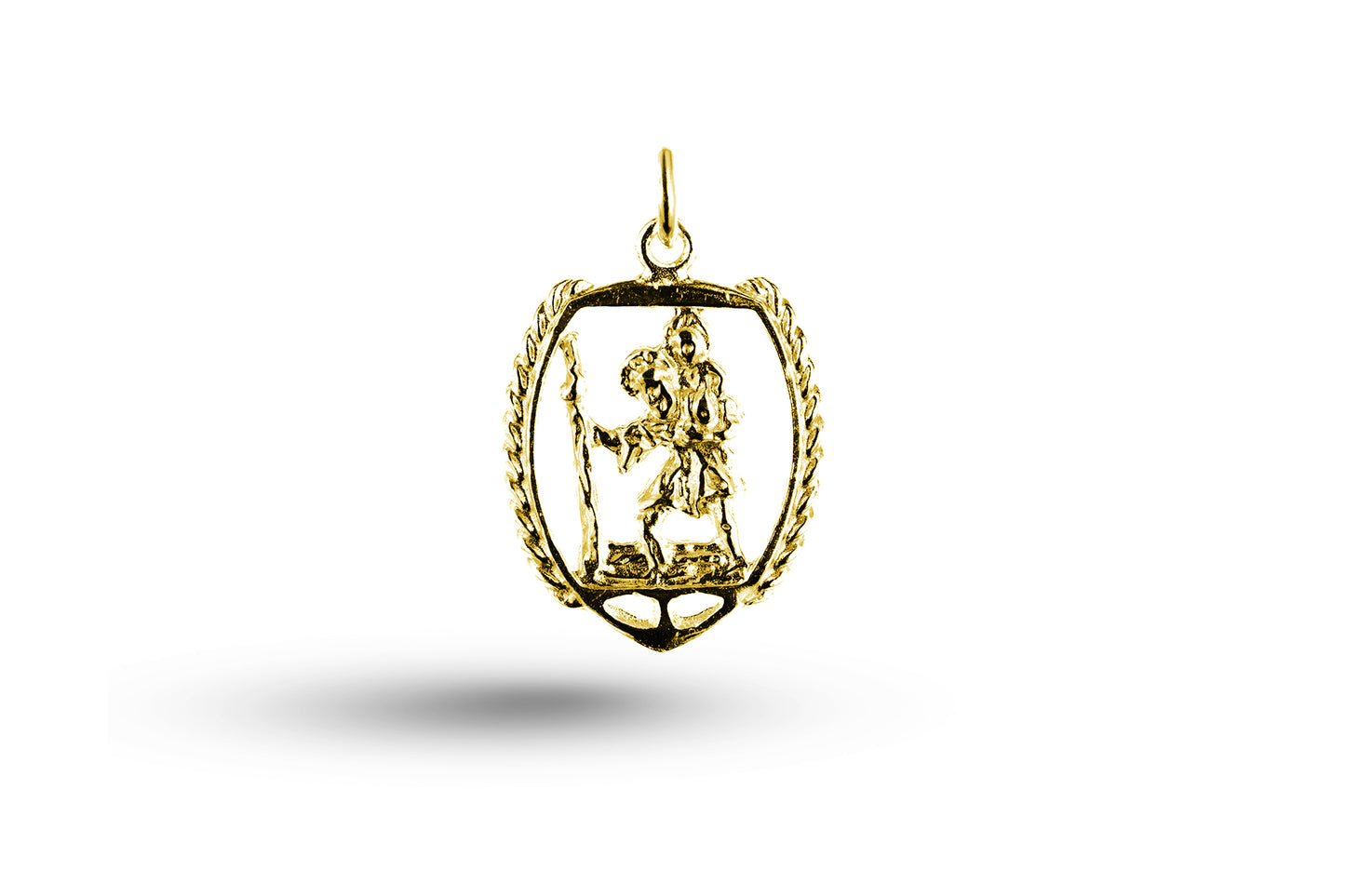 Yellow gold St Christopher in Surround charm.