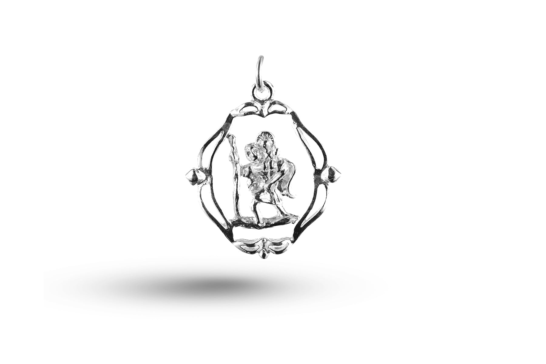 White gold St Christopher in Fancy Surround charm.
