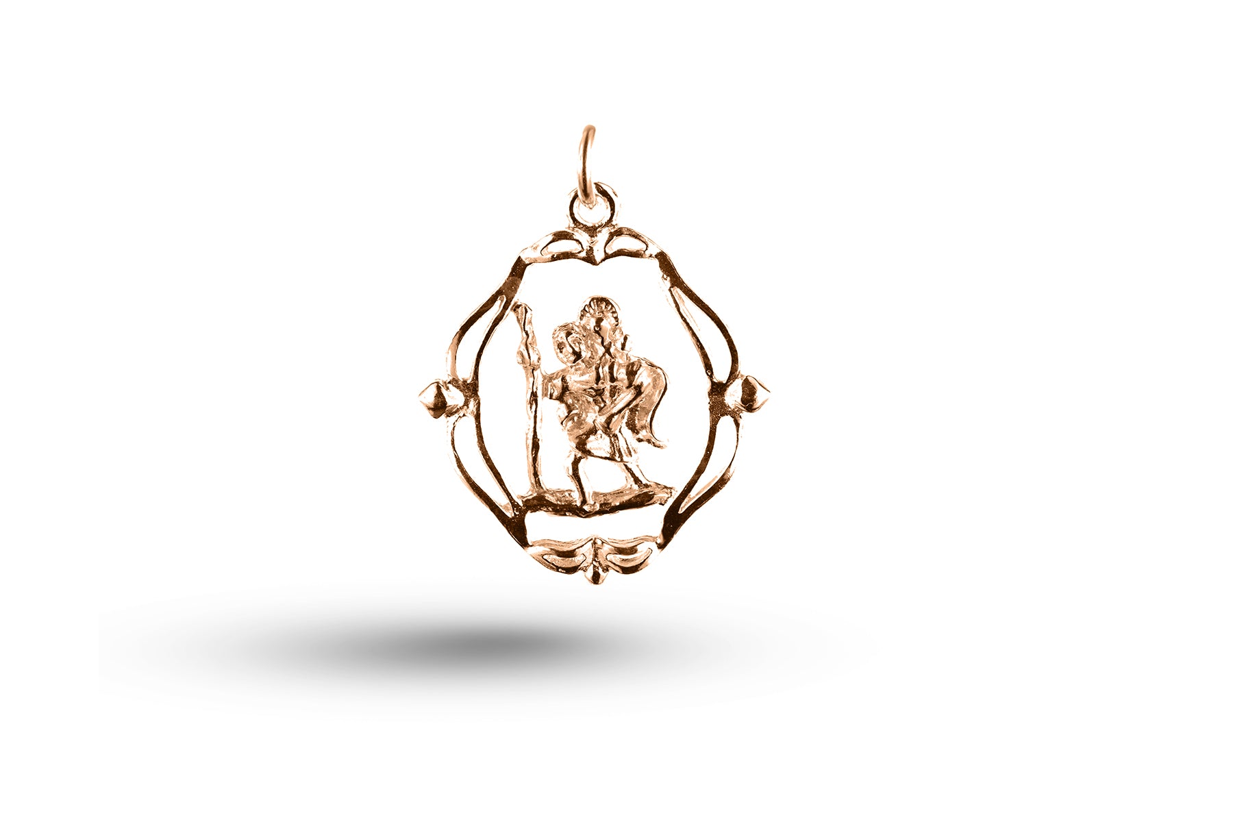 Rose gold St Christopher in Fancy Surround charm.