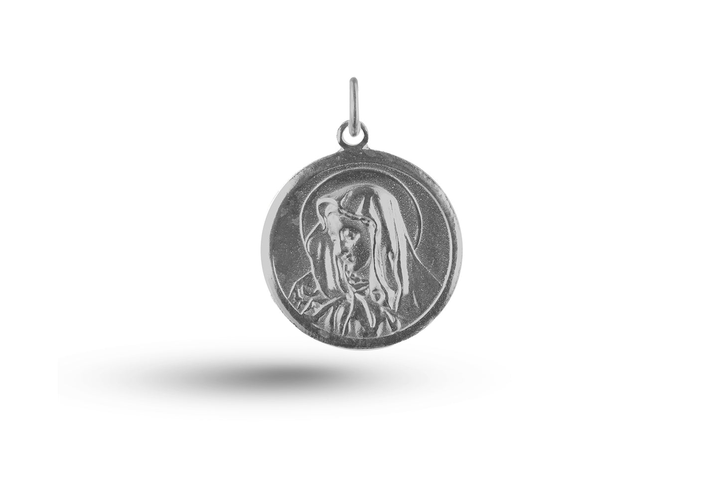 White gold Madonna Disc charm.