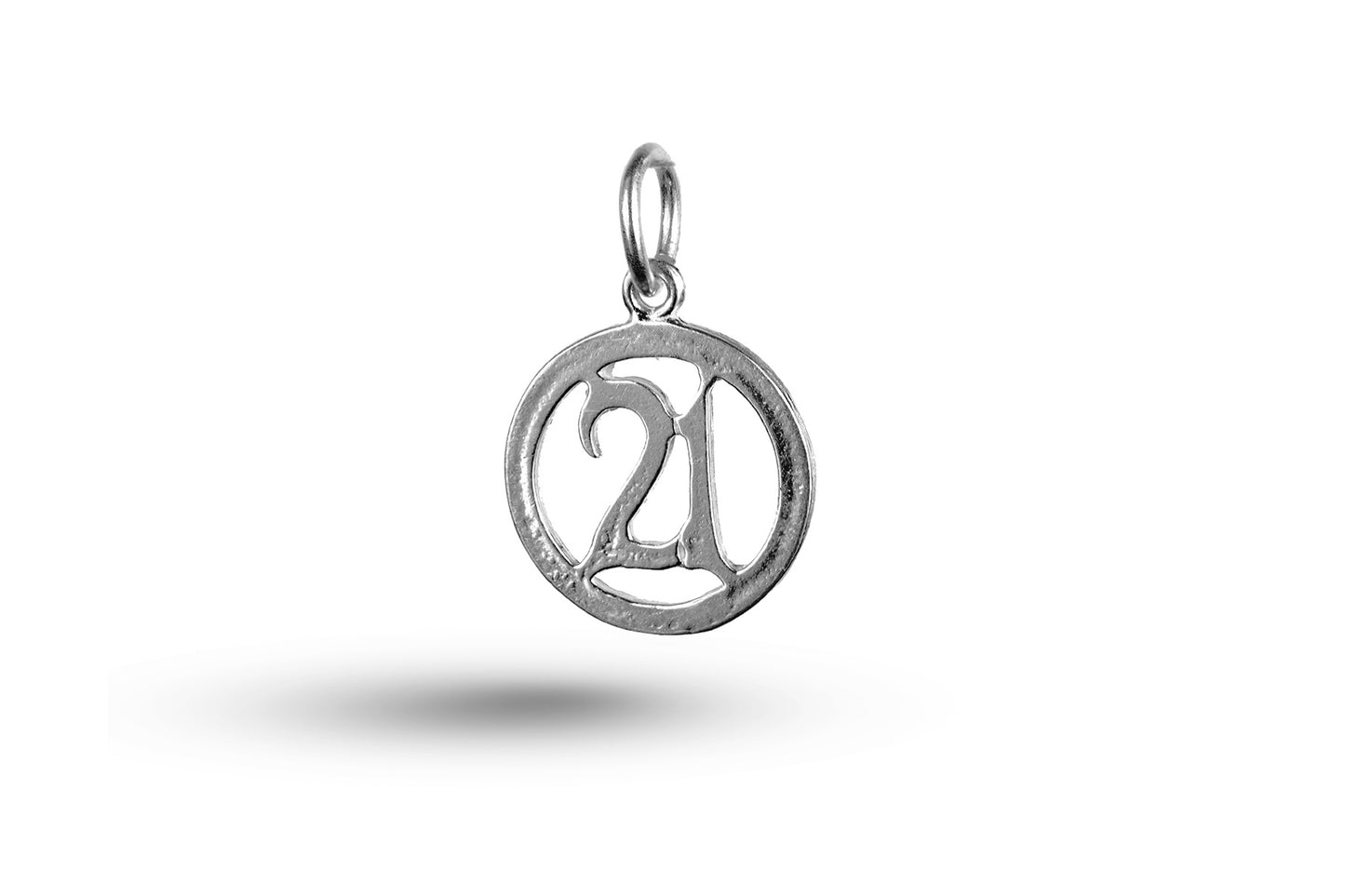 Luxury white gold Birthday 21 in Circle charm.