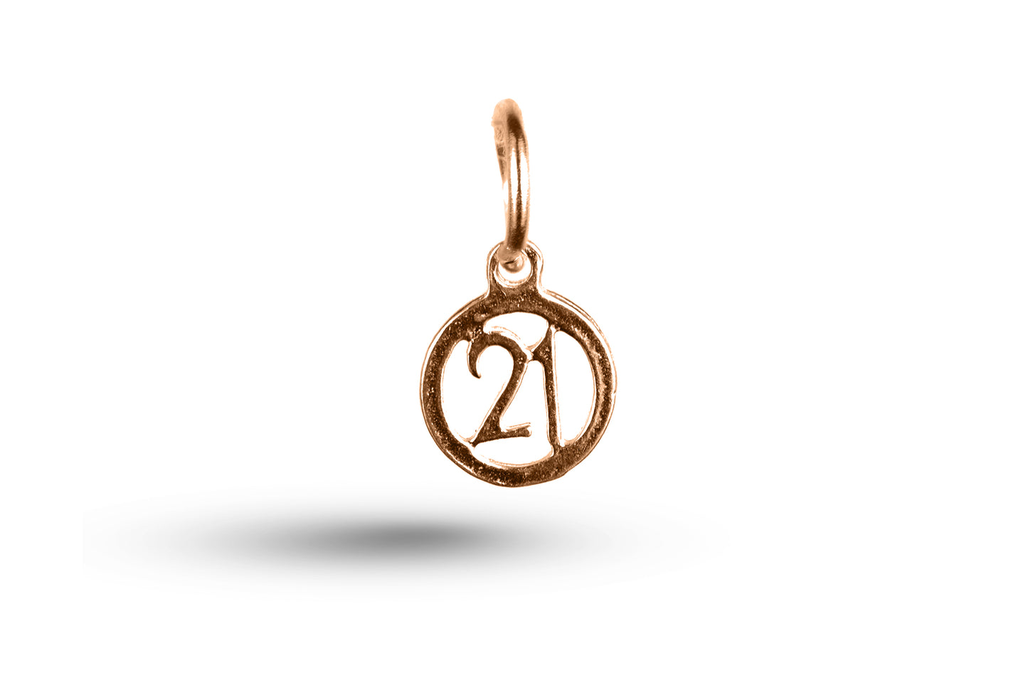 Rose gold Birthday 21 in Circle charm.