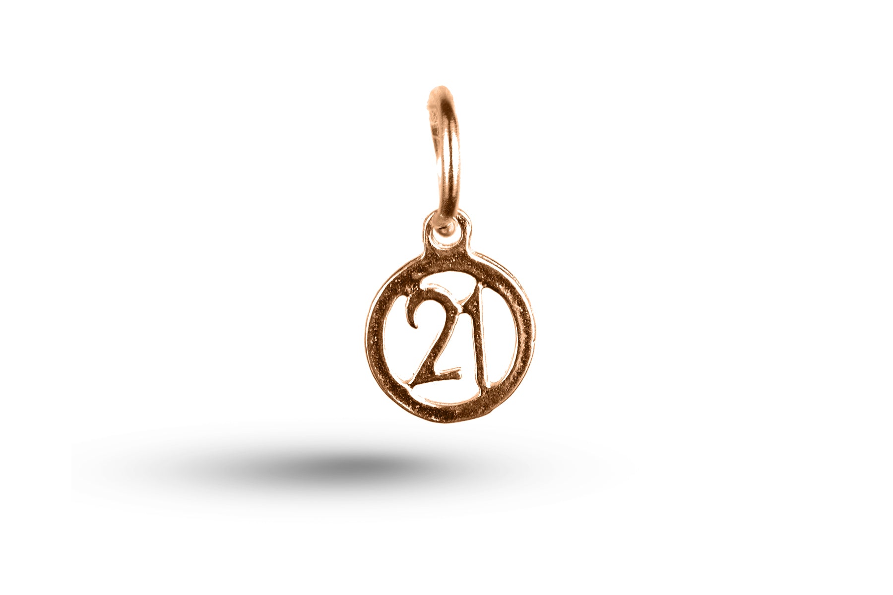 Rose gold Birthday 21 in Circle charm.