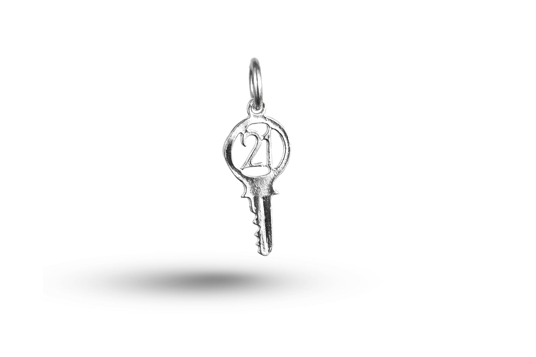 Luxury white gold Birthday 21 in Yale Key charm.