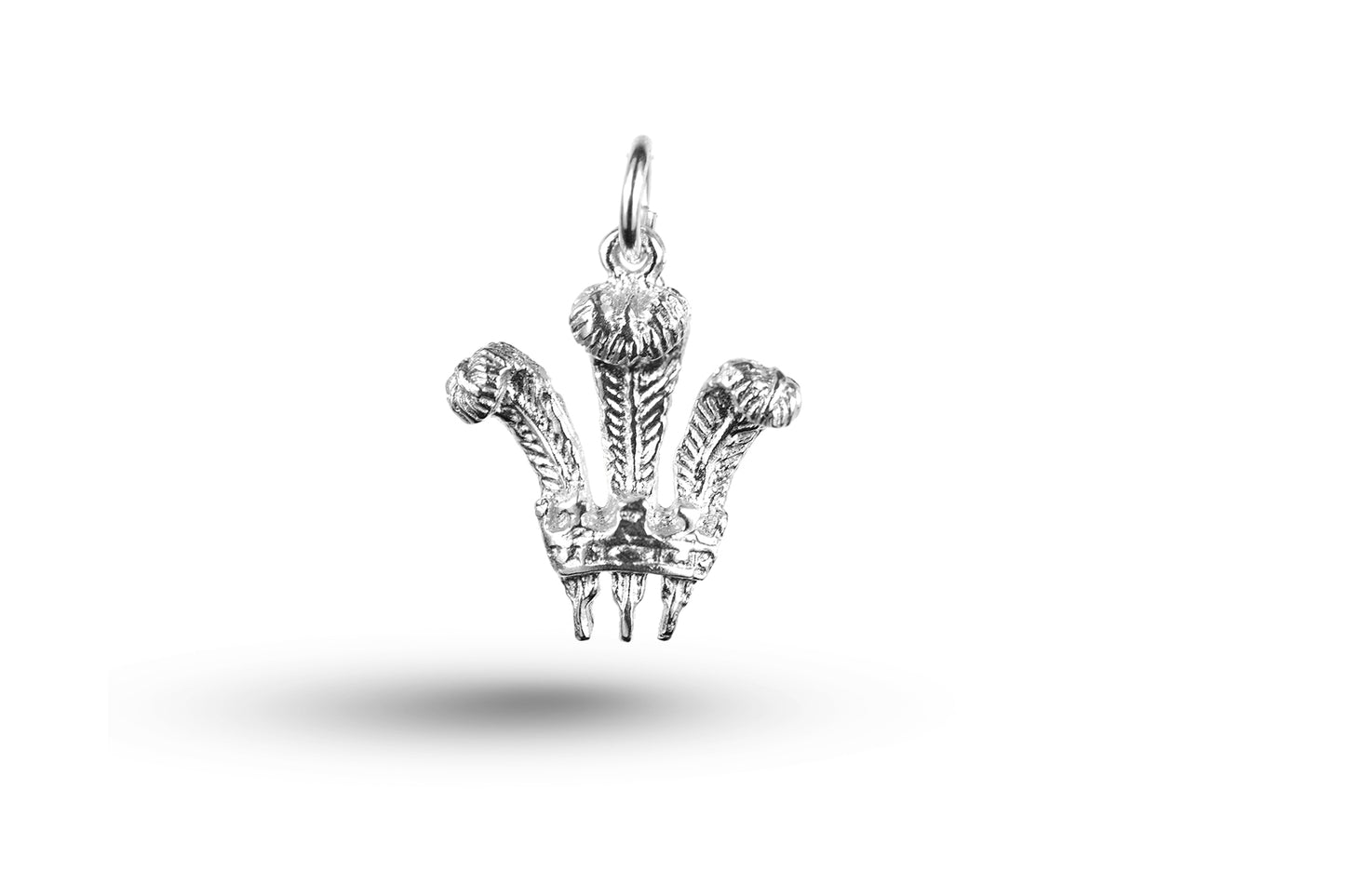 White gold Prince of Wales Feathers charm.