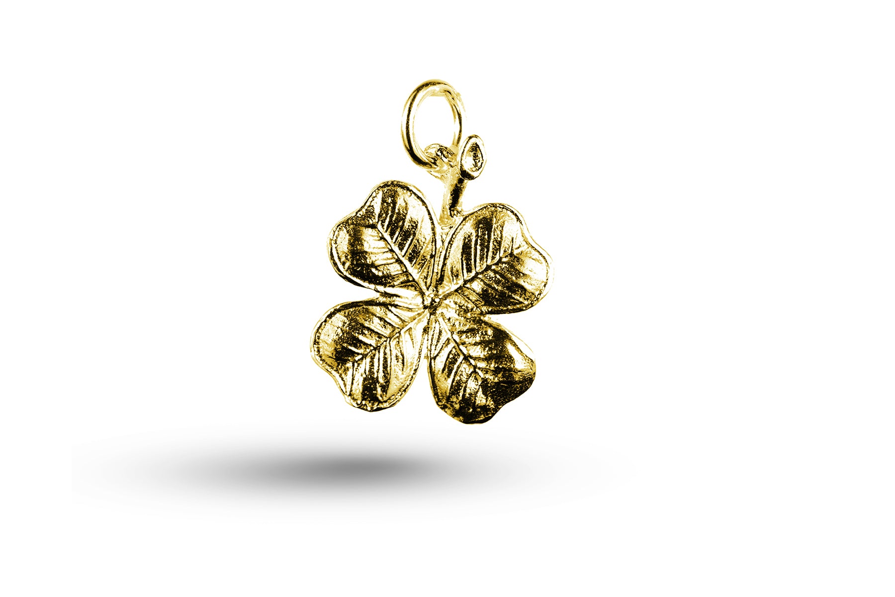 Yellow gold Four Leafed Clover charm.