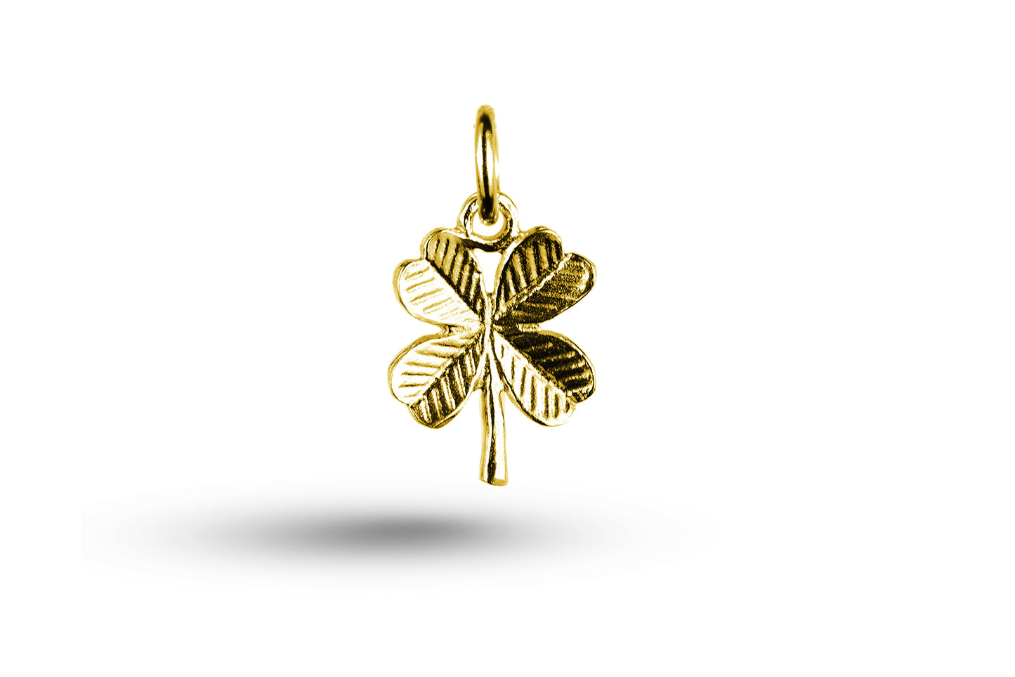 Yellow gold Lucky Four Leafed Clover charm.