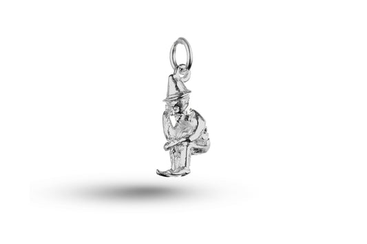 White gold Leprechaun Sitting charm.