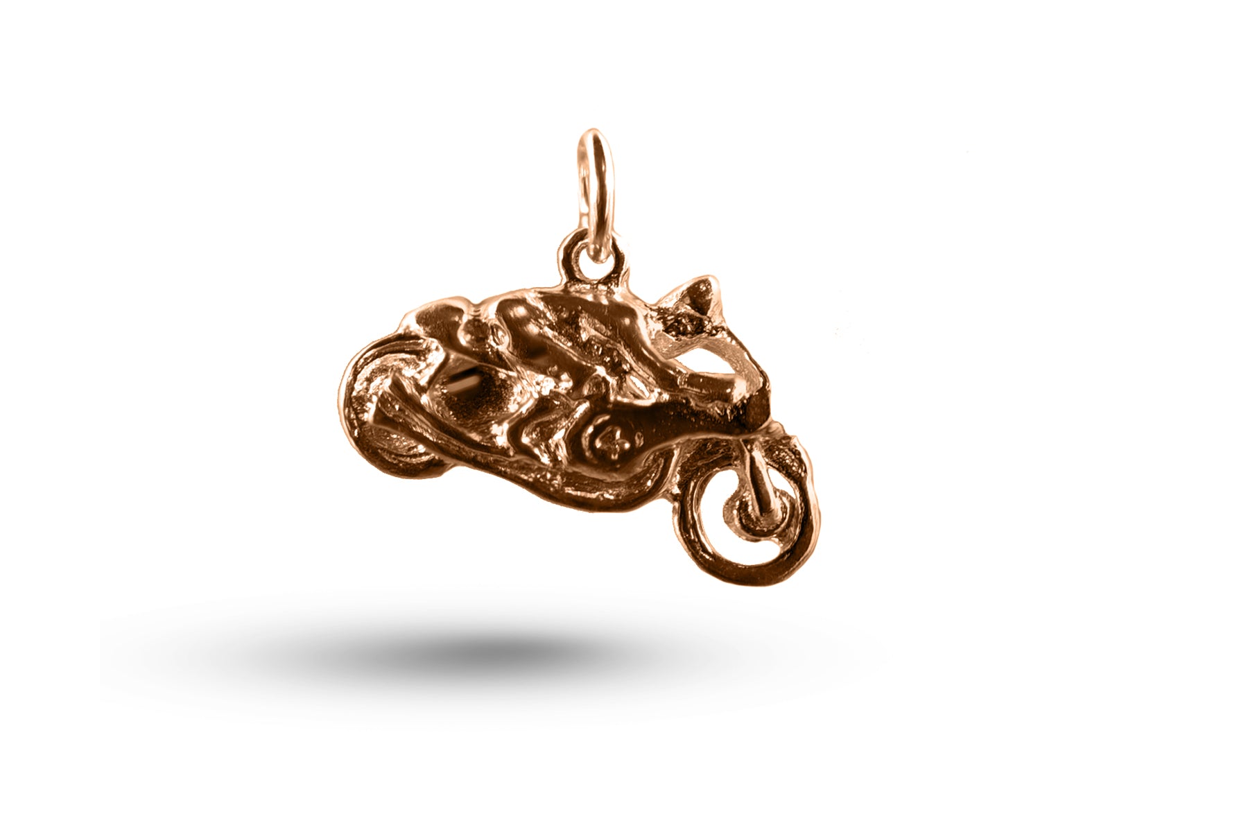 Rose gold Racer on Motorbike charm.
