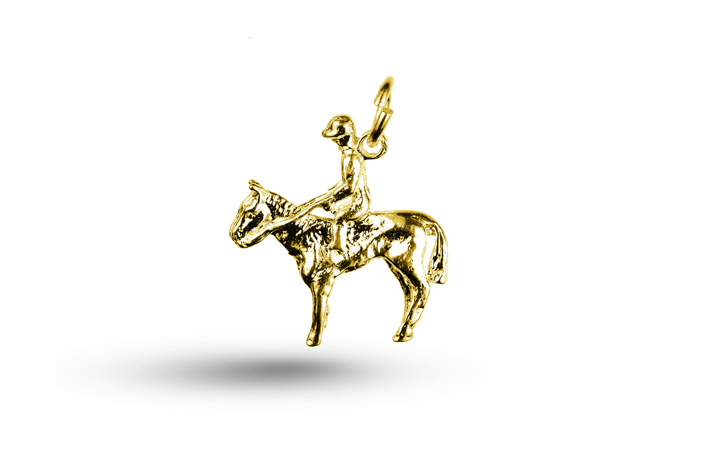 Yellow gold Jockey on Horse charm.