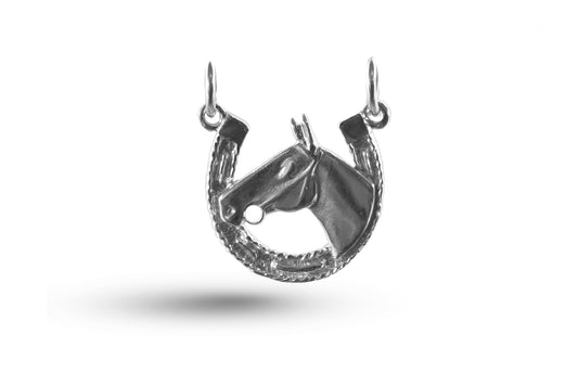 White gold Horse Head in Horseshoe charm.