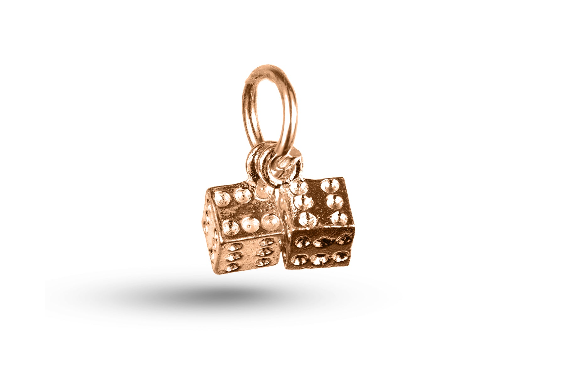 Rose gold Pair of Dice charm.