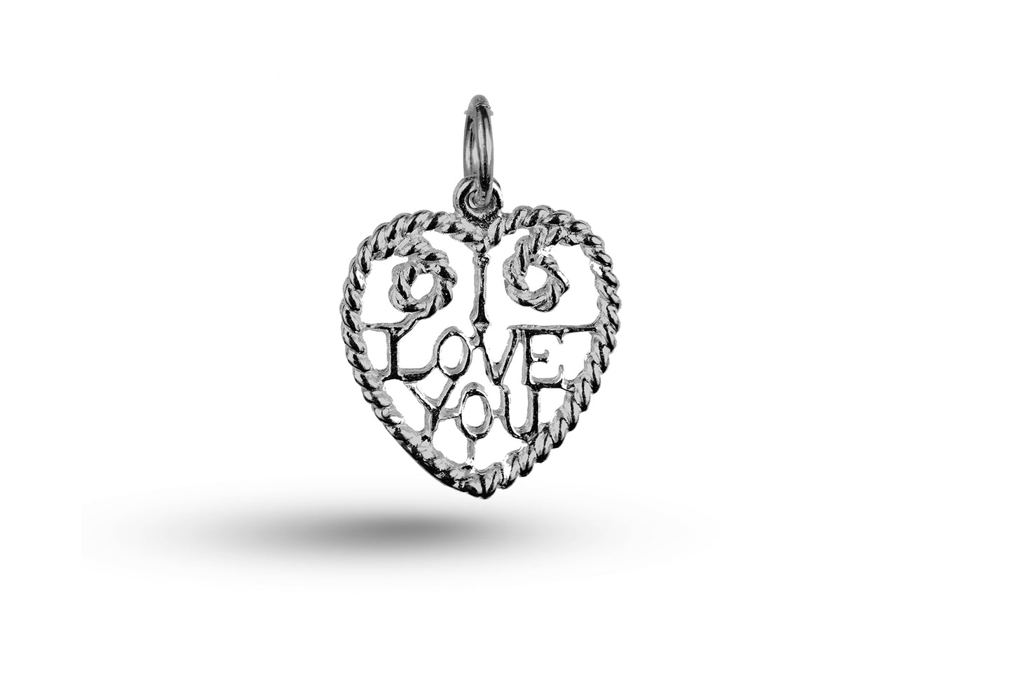 White gold I Love You in Heart charm.