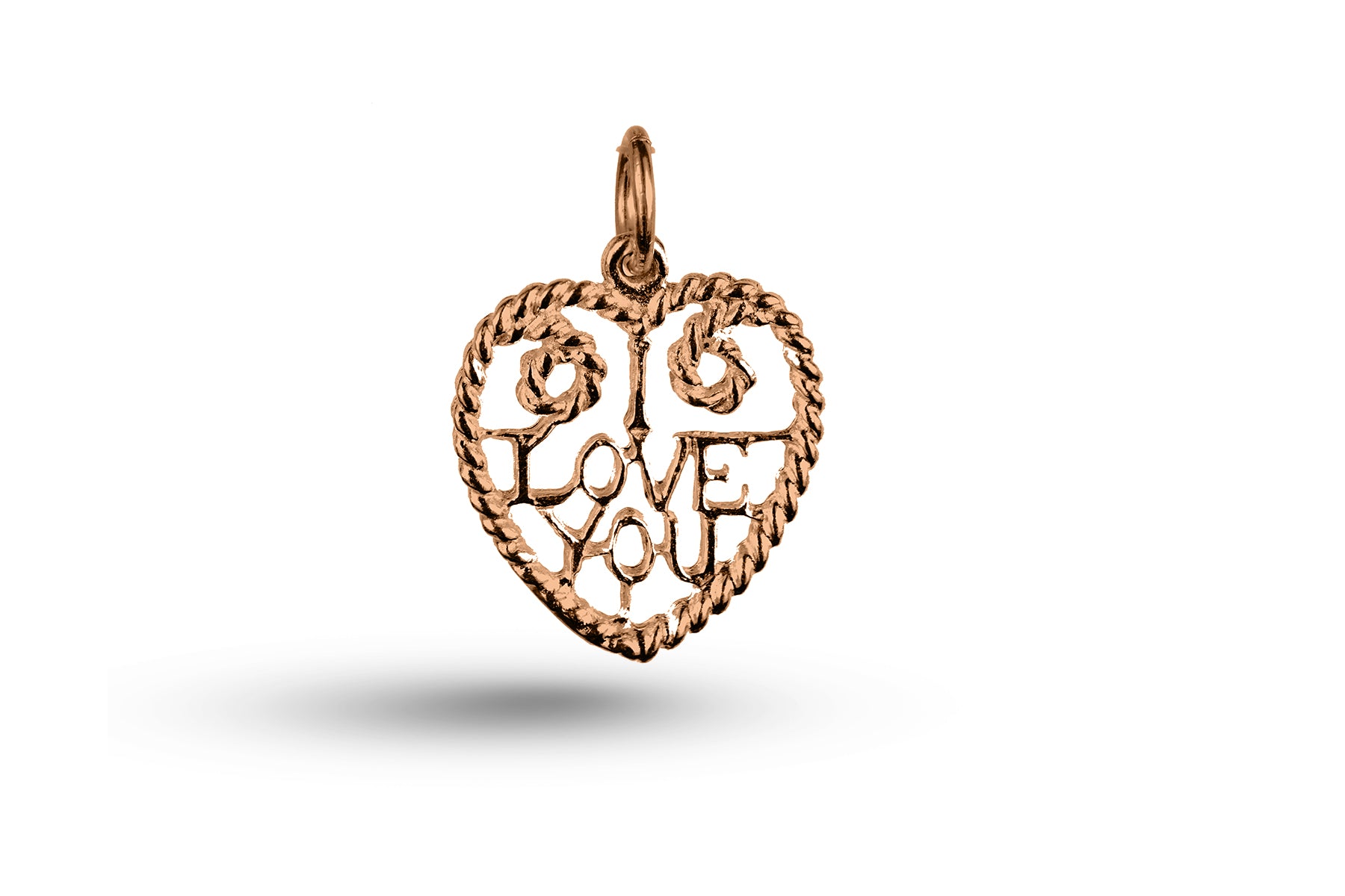 Rose gold I Love You in Heart charm.